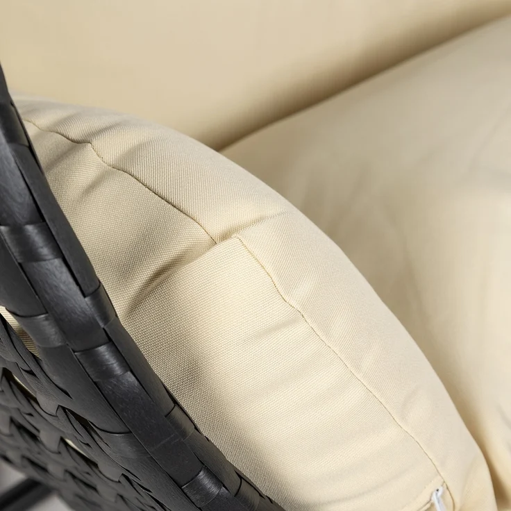 HOME DELUXE Polyrattan Hängesessel nur Korb und Kissen TWIN DELUXE - Schwarz/Creme – Bild 1