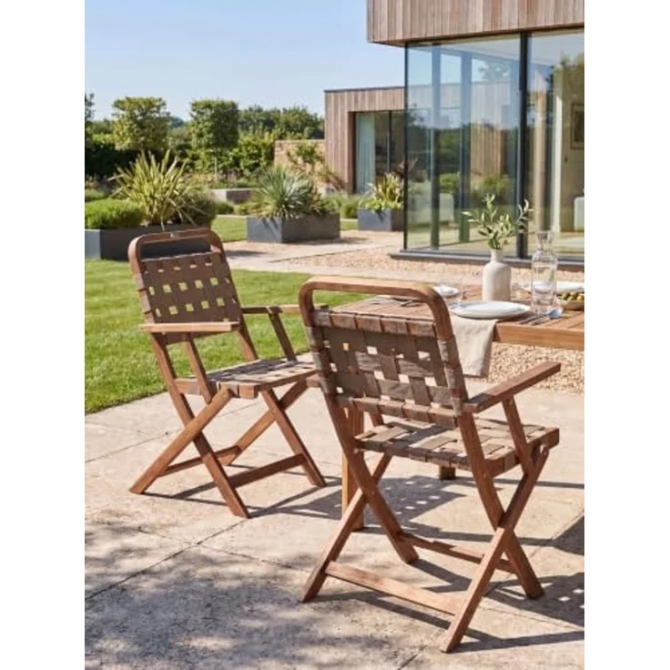 Gartenstuhl 2er Set MILZANO Akazienholz Braun – Bild 2