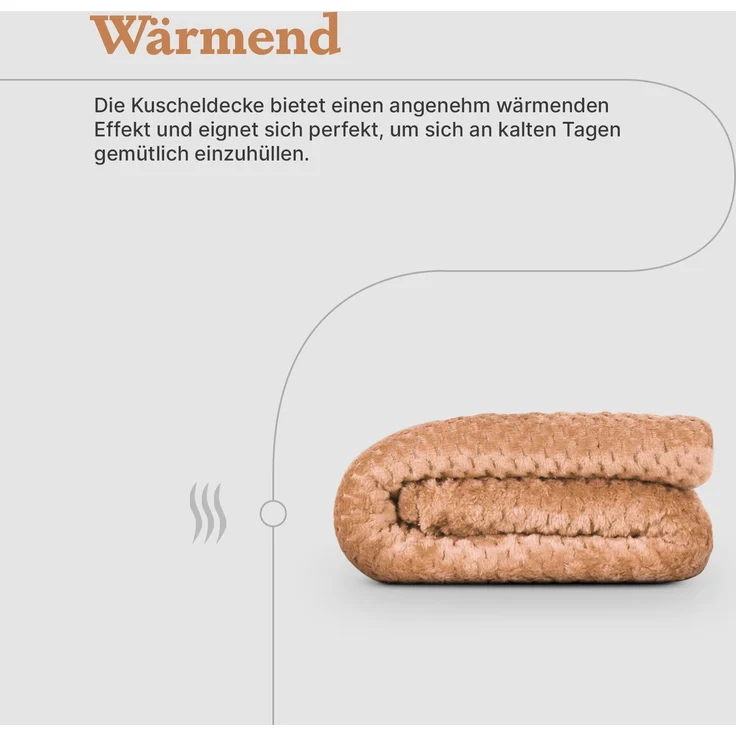 Kuscheldecke Cashmere Touch 150x200cm (Caramel) 250g/m² - Flauschige Wohndecke für Sofa, Couch und Bett, Tagesdecke Oeko-TEX - Sofaüberwurf – Bild 5