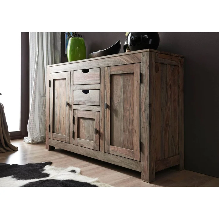 Sideboard Sheesham 130x45x85 grau geölt NATURE GREY #86 – Bild 3