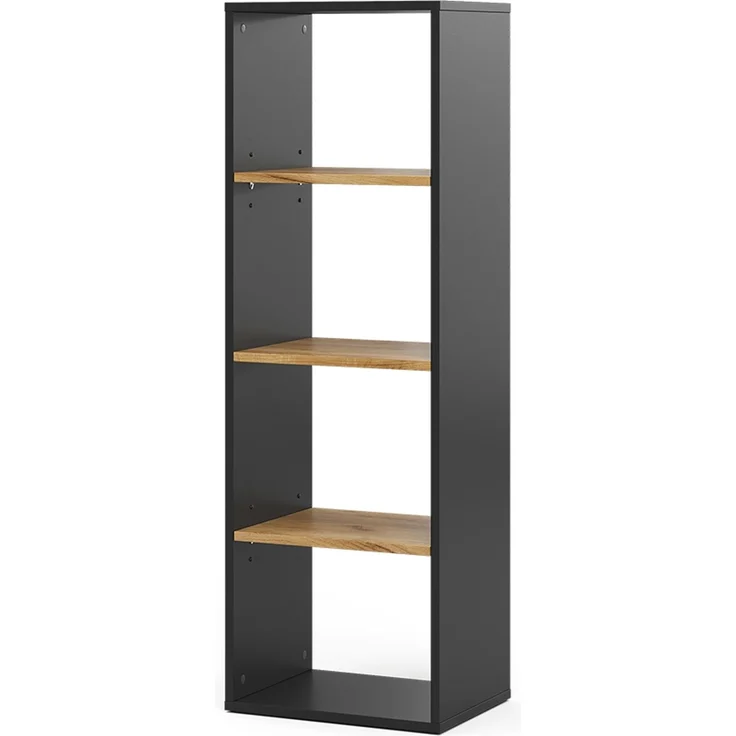 Bücherregal Tomy Anthrazit/Goldkraft Eiche 40 x 120 cm ,4 Fächer Vicco – Bild 1