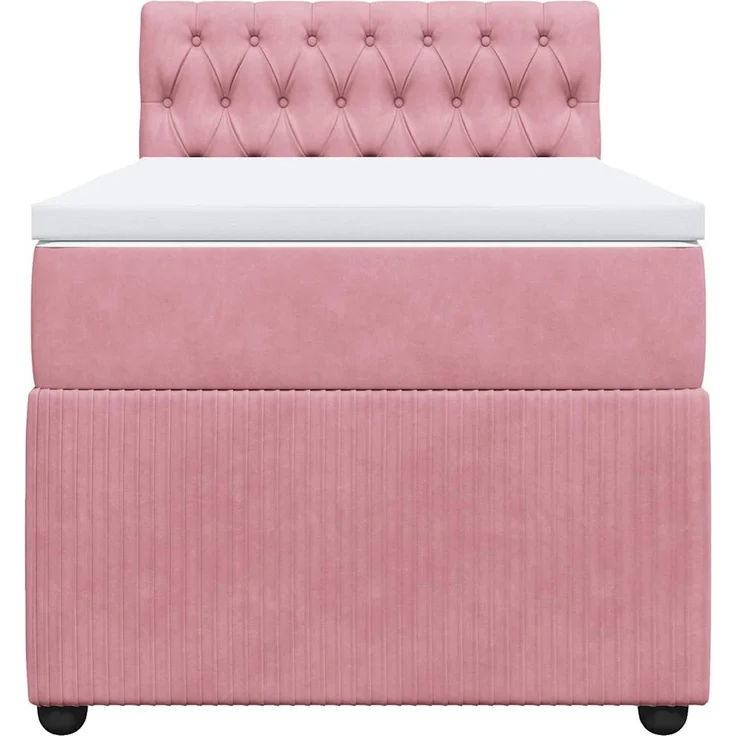 vidaXL Boxspringbett mit Matratze Rosa 90x200 cm Samt 3287649 – Bild 4