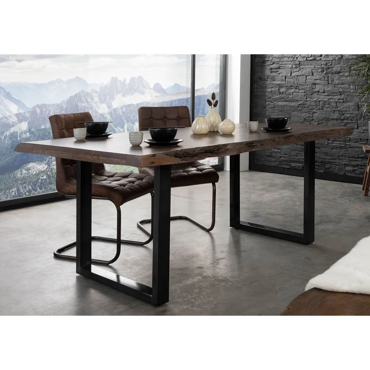 Baumtisch Akazie 200x100x77 grau lackiert / U-Beine anthrazit glänzend FREEFORM 5 – Bild 9