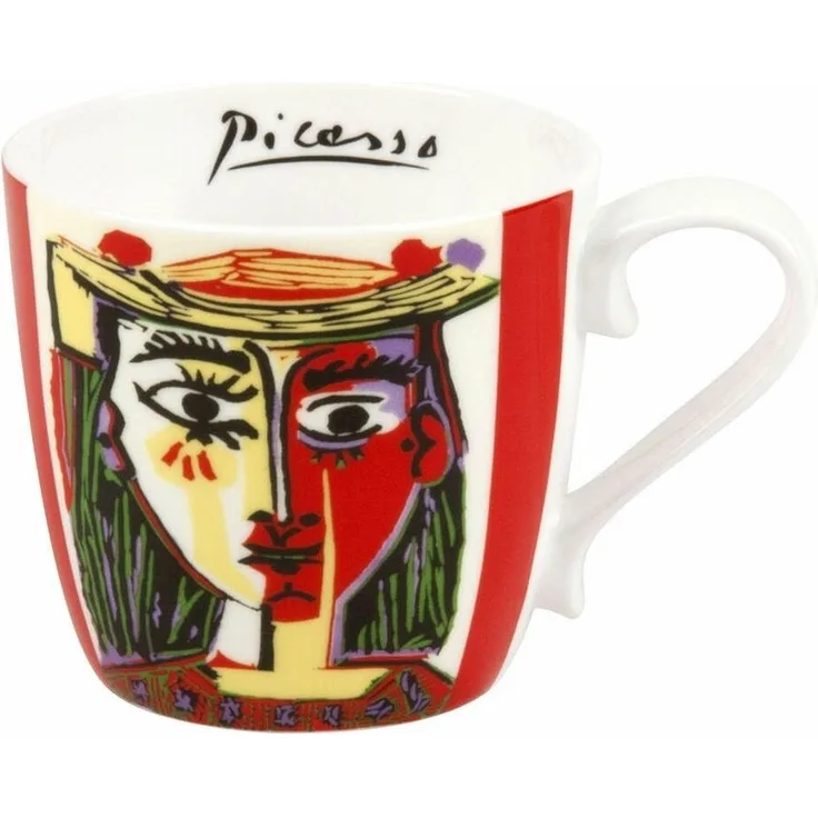 KÖNITZ 1120571991 Becher Picasso - Femme Au Chapeau (Frau mit Hut) - 450 ml aus Bone China Porzellan