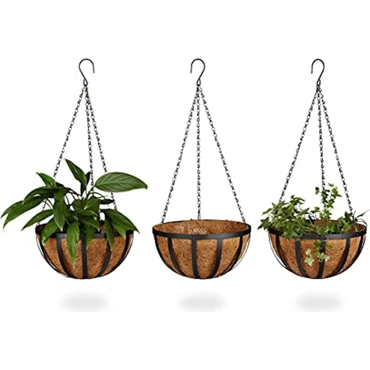 Relaxdays Blumenampel 3er-Set 30 cm