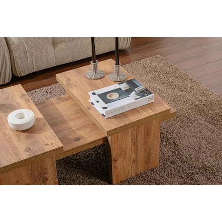 Moderner rustikaler Couchtisch, Atlantic Pine, 110 x 45 x 18 | aus 100% melaminbeschichteter Spanplatte, Stärke: 18 mm | perfekt für Homeoffice & Arbeitszimmer, elegantes & funktionales Design – Bild 5