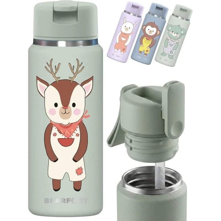 BEARFOOT Trinkflasche TINY Thermo Kinder Trinkflasche Edelstahl - Reh, Thermosflasche, auslaufsicher, Edelstahl, Kinderflasche, BPA-frei – Bild 1