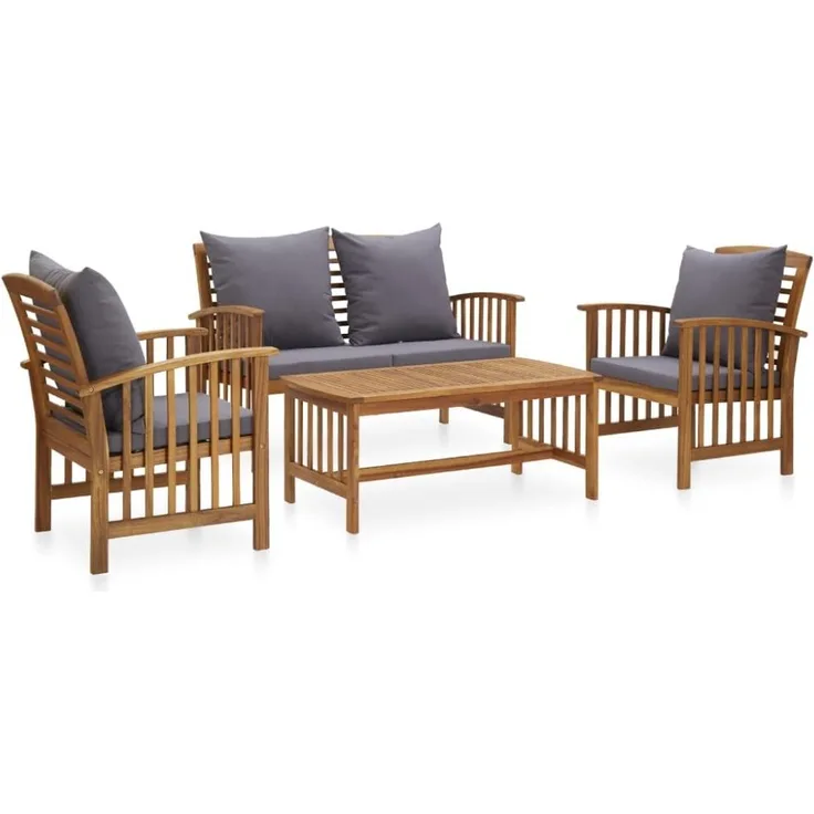 vidaXL 4-tlg. Garten-Lounge-Set mit Auflagen Massivholz Akazie 3057979