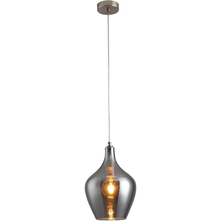 Pendelleuchte LA BURBUJA 20169 – Ø22CM Matt Nickel mit rauchigem Glas, 1-flammig E27