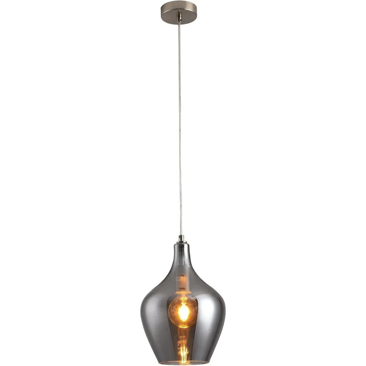 Pendelleuchte LA BURBUJA 20169 – Ø22CM Matt Nickel mit rauchigem Glas, 1-flammig E27 – Bild 1