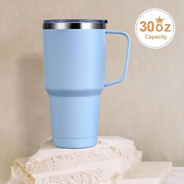 30oz Doppelwandiger Thermobecher Strohhalm Henkel Edelstahl Isolierender Becher – Bild 2