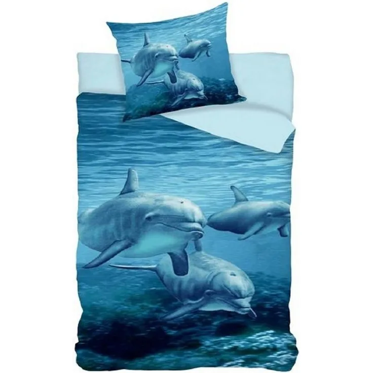 BrandMac Kinderbettwäsche Delphin Bettwäsche Set Delfin 2tlg. 135x200 cm 100% Baumwolle, 1 teilig, Langlebig