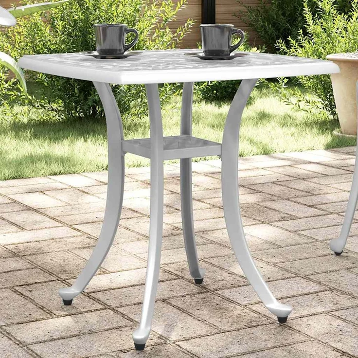 Gartentisch, Balkontisch, Beistelltisch Weiß 53x53x53 cm Aluminiumguss – Bild 1
