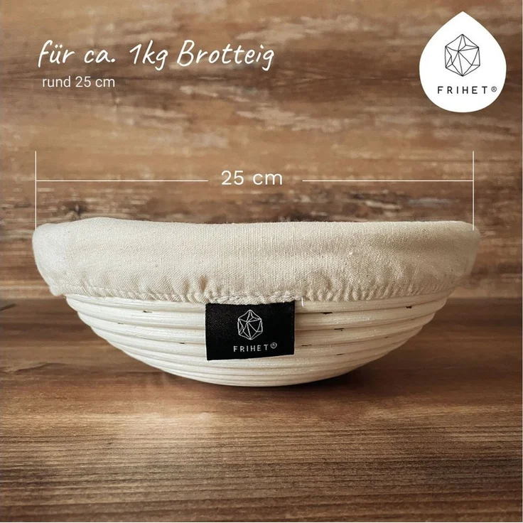 Lycce Dekokorb Gärkorb Brotbacken rund 25 cm aus Rattan/Peddigrohr für ca. 1 kg Teig (1 St) – Bild 2
