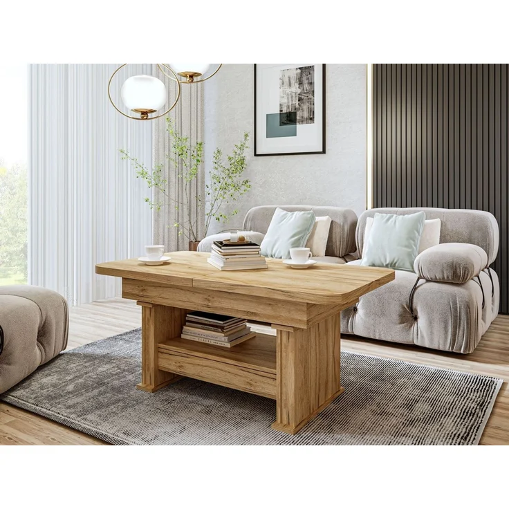 designimpex Couchtisch Design DA-555 Schublade höhenverstellbar ausziehbar 120/200 cm Tisch, Funktionstisch, Wohnzimmertisch, Tisch, Esstisch, Sofatisch, Schublade – Bild 2