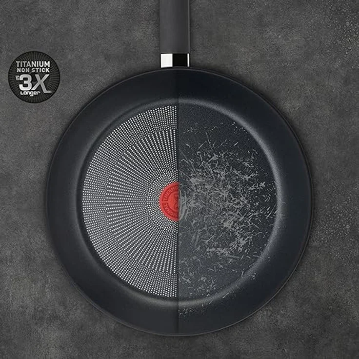 Tefal Wok Titanium Force Wok-Pfanne, Induktion, Ø 28 cm, Aluminium, extra haltbare Antihaft-Beschichtung, Thermo Signal, tiefe Form – Bild 3