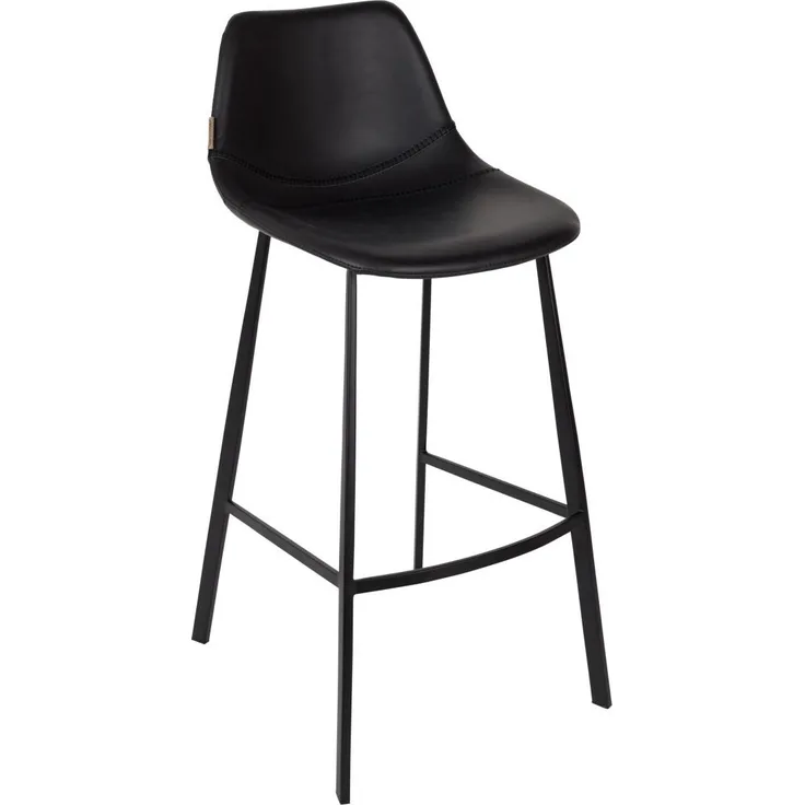 Barhocker FRANKY Kunstleder Vintage schwarz von DutchBone
