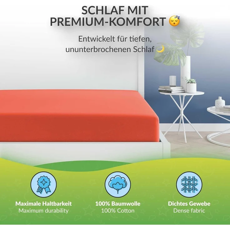 etérea Comfort Jersey Spannbettlaken Terra 200x200 cm - 200x220 cm – Bild 2