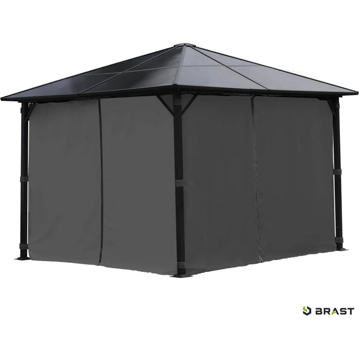 BRAST Alu-Pavillon Summerdream 3x3m grau festes Dach wasserdicht + Moskitonetz + LEDs – Bild 9
