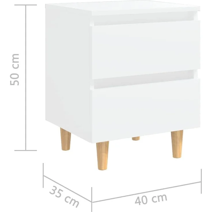 2er-Set Nachttisch mit Schubladen, Holz weiß, 50 x 40 x 35 cm – Bild 3