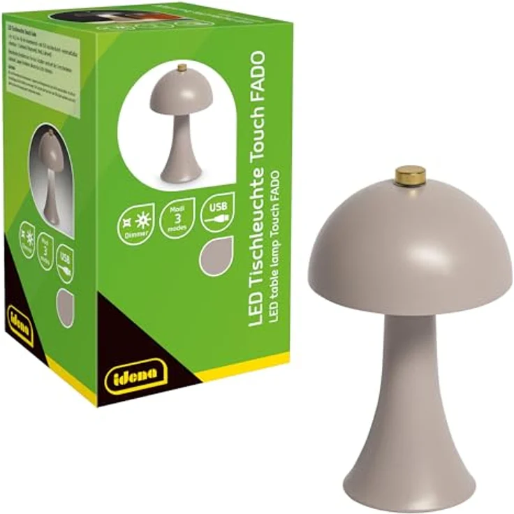 Idena Fado Touch LED Tischlampe grau, dimmbar mit individuellen Lichtfarben für Schreibtisch und Wohnbereich – Bild 3