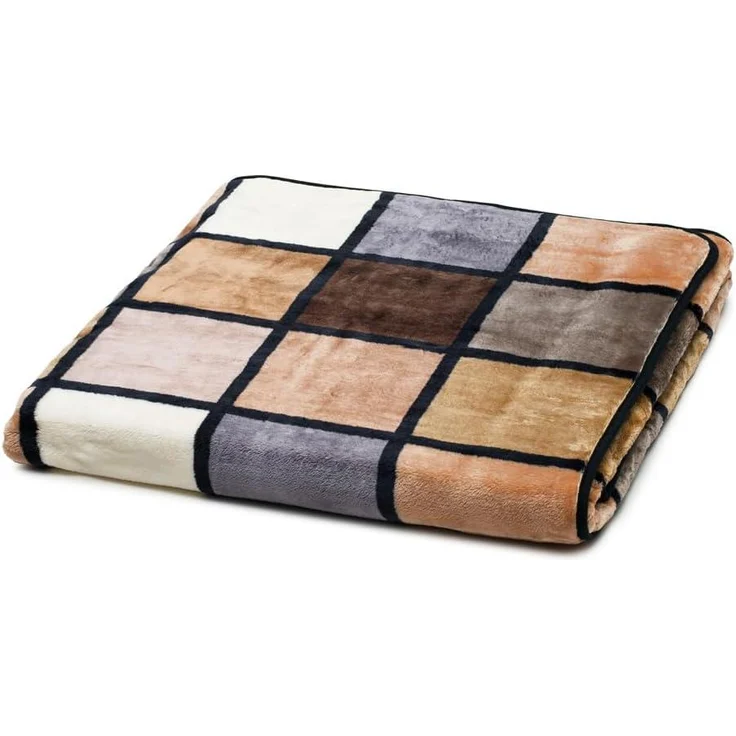 Gözze - Weiche Kuscheldecke, Cashmere Feeling, Hohes Stoffgewicht 500 g/m², Antigua, 150x200 cm - Taupe/Creme/Schoko – Bild 1