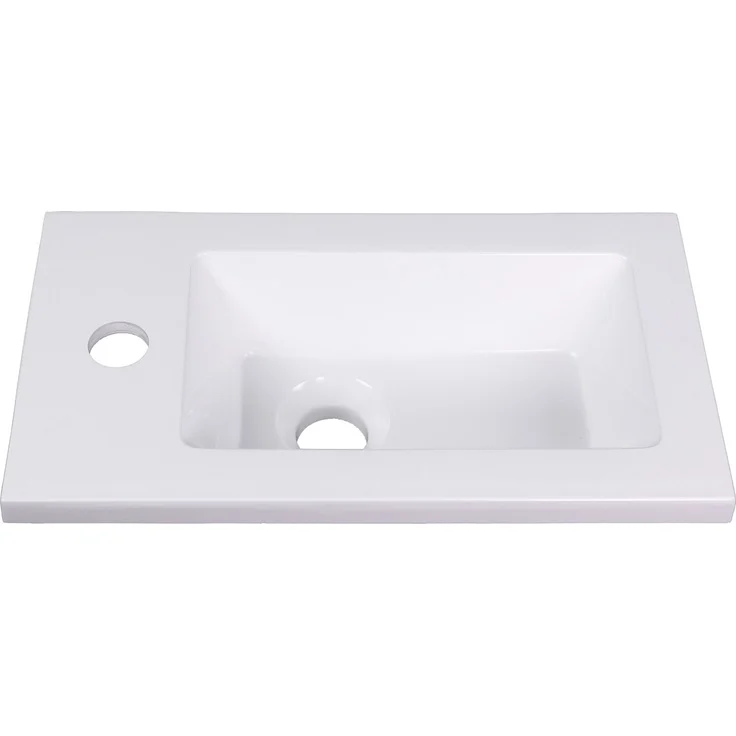 Vente-unique - Hängender Handwaschbecken-Unterschrank mit Nische und weißem Aufsatzbecken – 40 cm – Farbton helles Natur – LOPENA – Bild 7