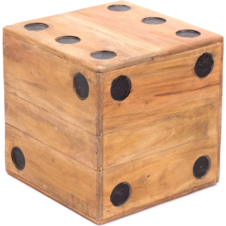 CREEDWOOD Hocker HOLZ WÜRFEL "GAME 35", Massivholz, 35cm, Blumenhocker Würfel Optik – Bild 1