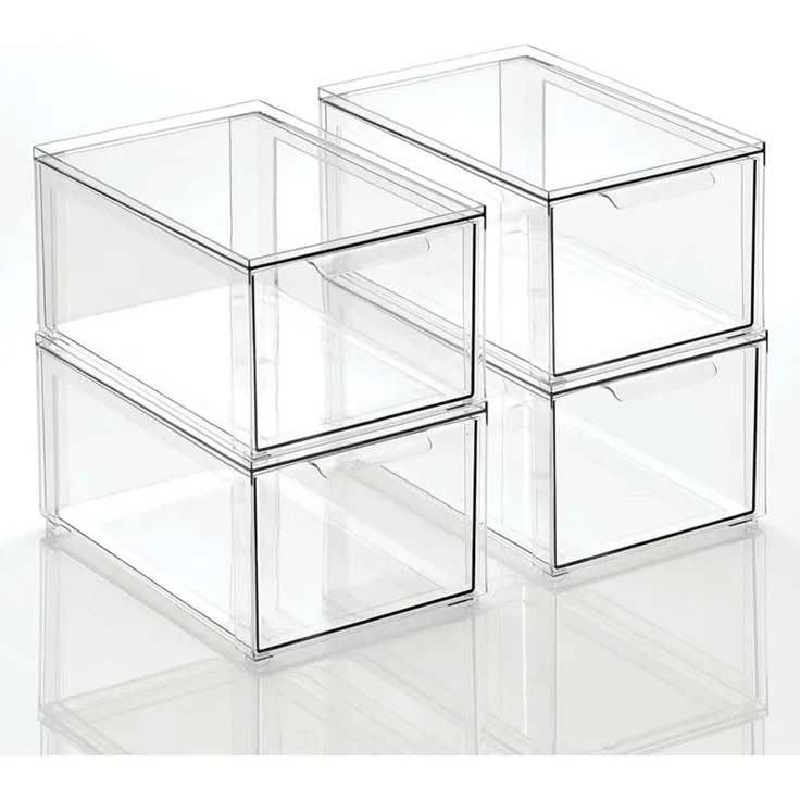 mDesign Aufbewahrungsbox Organizer Schubladenbox 4er-Set stapelbar Transparent