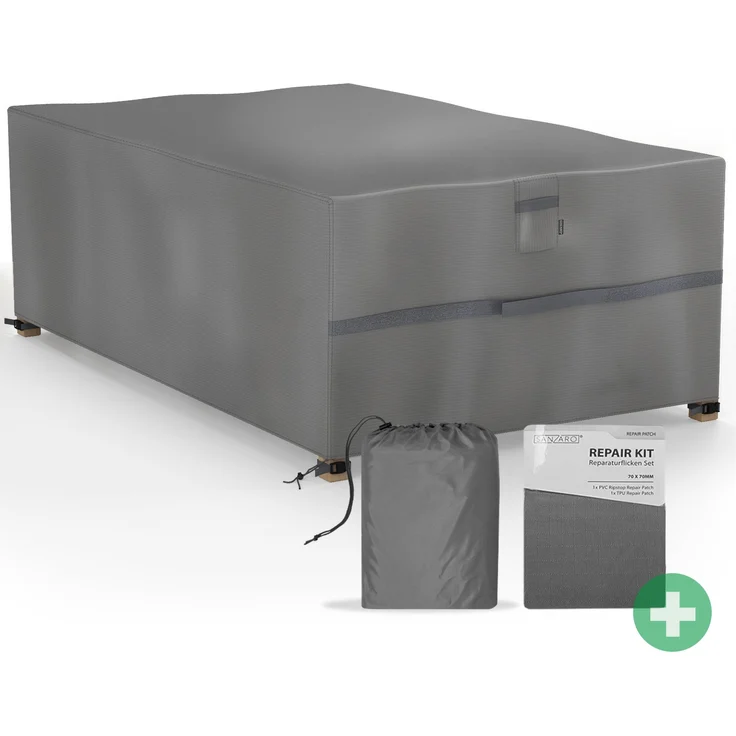 SANZARO Abdeckung Gartenmöbel Winterfest - 600D Oxford mit RipStop-Technologie, Schwerlast 320g, Reißfest & UV-Beständig, Schutzhülle für Gartentisch Sitzgruppe Balkonmöbel, 213 x 132 x 70 cm – Bild 1