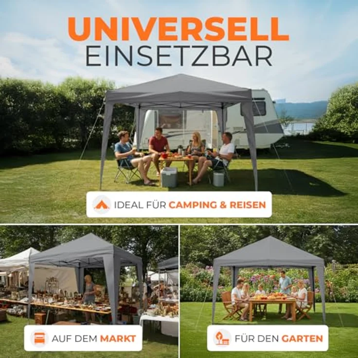 Kronenburg Faltpavillon wasserdicht Dachmaß 3x3 m UV Schutz 50+ Pavillon in Grau – Bild 8