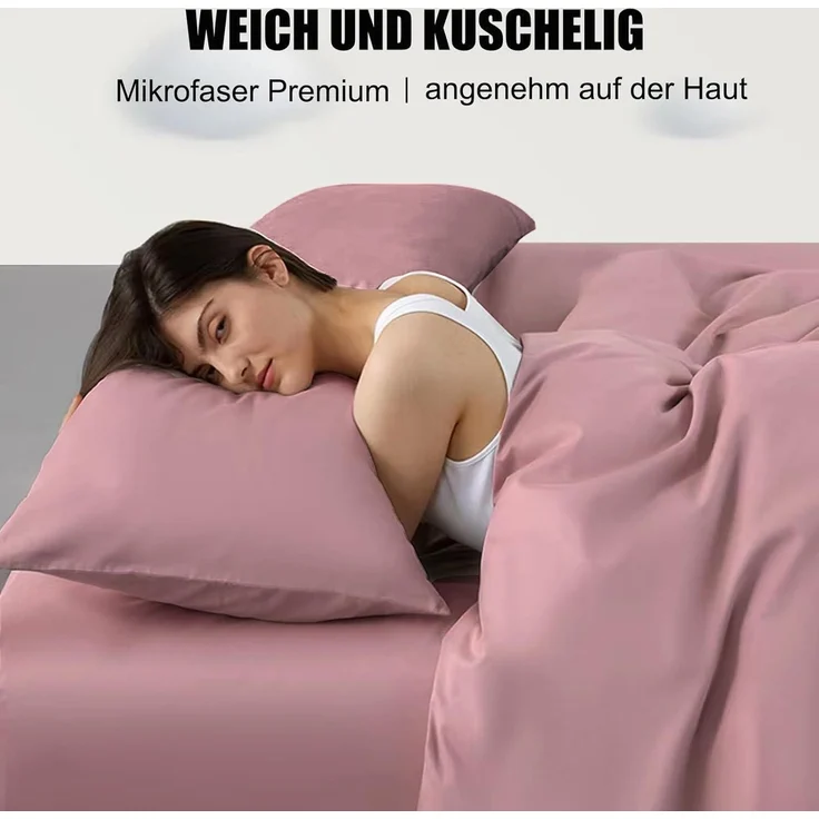 Kissenbezug Seitenschläferkissen Mikrofaser 40x145 cm 2 Stück Rosa – Bild 3