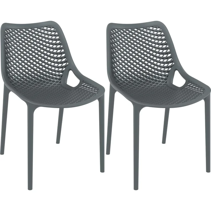 CLP 2er Set Stühle Air Stapelbar UV-lichtbeständig,dunkelgrau