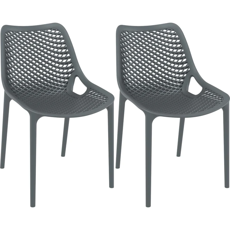 CLP 2er Set Stühle Air Stapelbar UV-lichtbeständig,dunkelgrau – Bild 1