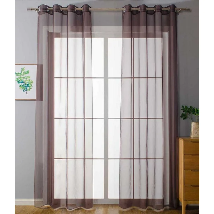 Gardinenbox Gardine, Ösen (2 St), transparent, Ösenvorhänge Voile »Uni« Bleibandabschluß 20332-cn2 – Bild 1