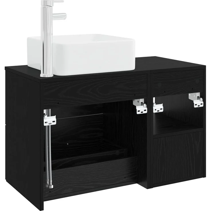 vidaXL Badezimmerschrank-Set 2 stk. Schwarz Eichen-Optik 3403897 – Bild 6