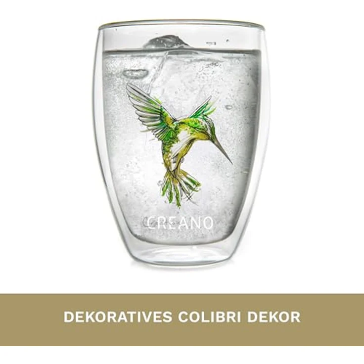 Creano Teeglas Tee-Glas, Latte Machiato, Thermobecher Kolibri Grün, 250ml, Borosilikatglas, 1x bedrucktes Glas – Bild 9