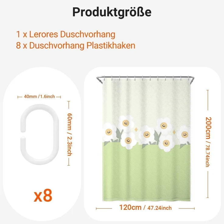 Duschvorhang 120x200 Polyester Grünes Lächeln 120 x 200 cm – Bild 2