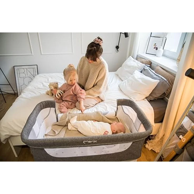 Momi SMARTBED 4-in-1 Kinderbeistellbetten bis 15 kg, Beistellbett für Babys mit Matratze, Höhenverstellbar – Bild 23