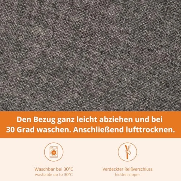 sleepling Bankauflage dunkelgrau 200x40 cm, Bankkissen, Sitzkissen für Fensterbank, Bezug waschbar, Unterseite Antirutsch, Made in EU – Bild 5