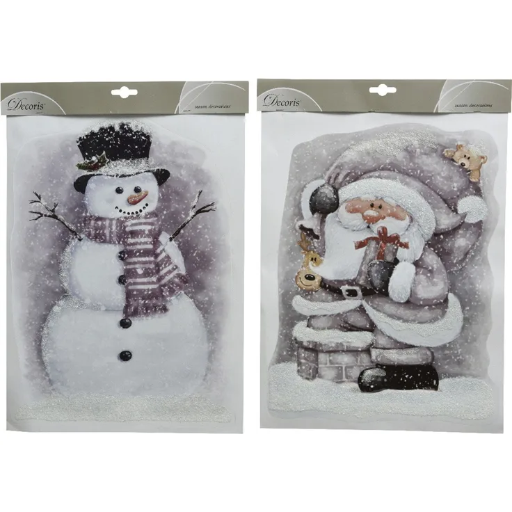 Kaemingk Fensterbilder Schneemann Weihnachtsmann 10 x 29,5 x 40 cm