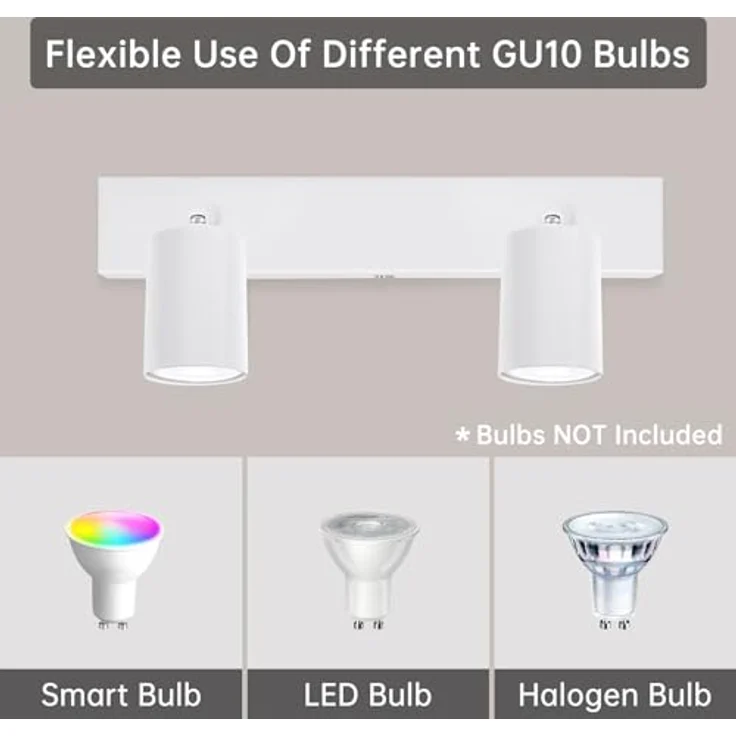 Ketom Deckenstrahler 2 Flammig LED Weiß, Schwenkbare GU10 Deckenleuchte für Küche, Wohnzimmer und Schlafzimmer, Einfache Installation, Rostfreies Matt Design – Bild 3