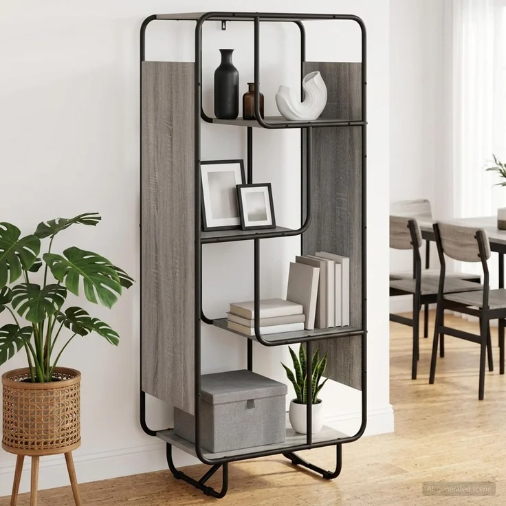 vidaXL Highboard Sonoma-Grau 60 x 37,5 x 144 cm Holzwerkstoff 8007927 – Bild 1