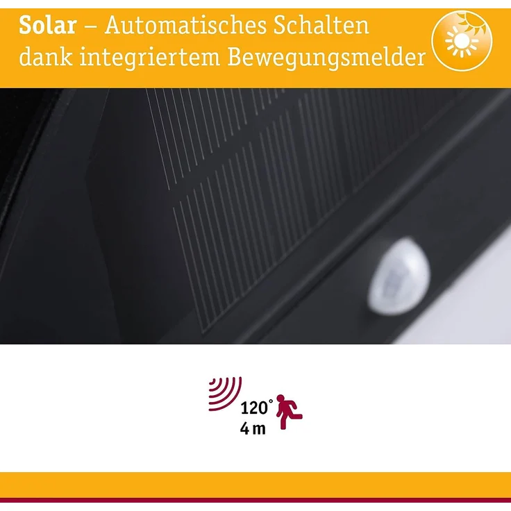 Paulmann No. 94264 Outdoor Solar Wandleuchte Elois mit Bewegungsmelder Anthrazit – Bild 4