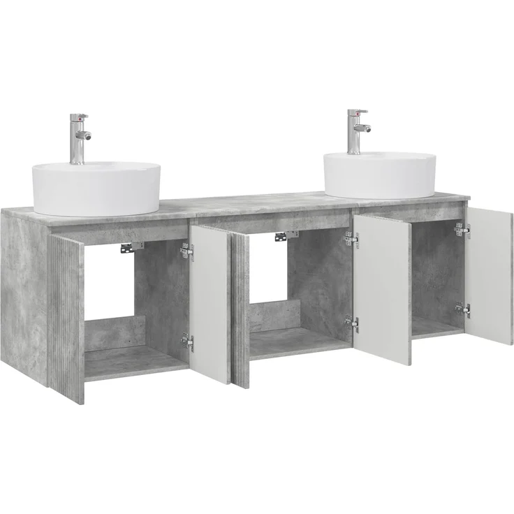 vidaXL Badezimmerschrank-Set 3 stk. Betongrau 161,5 x 44,5 x 82 cm 3405670 – Bild 3