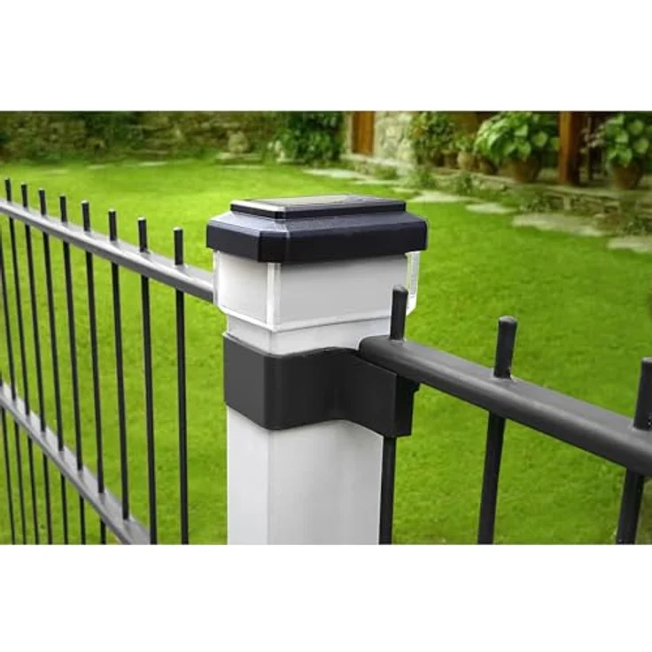 GreenBlue LED Gartenleuchte Solarmastleuchte für Zaun Outdoor geeignet, LED fest integriert, Warmweiß, solarbetriebene LED Gartenlampe für Garten und Zaun wetterfest – Bild 8