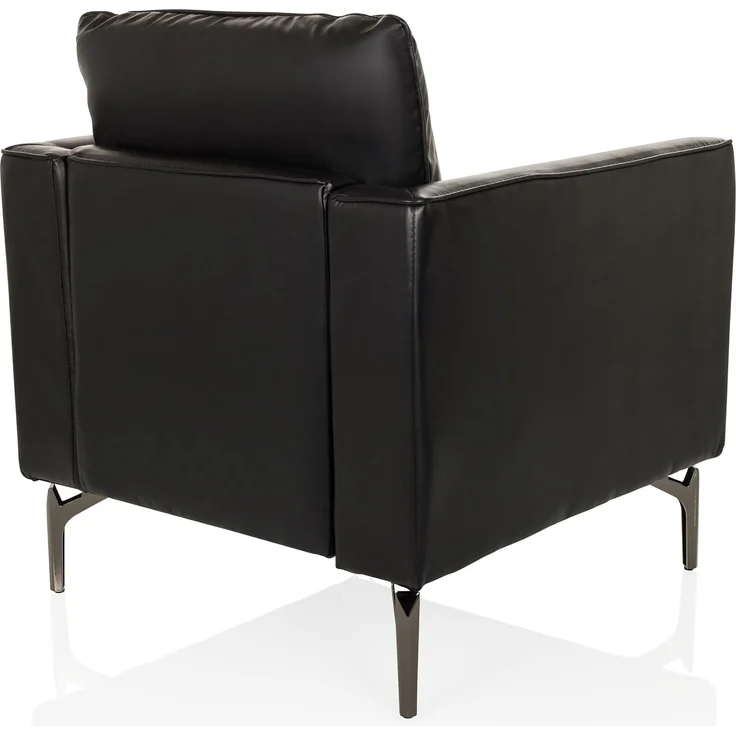 hjh OFFICE Loungesessel 1-Sitzer BAVERO Kunstleder Polsterstuhl Sessel für Wohnzimmer Bar Empfangsbereich, Relaxsessel gepolstert, Schwarz – Bild 6