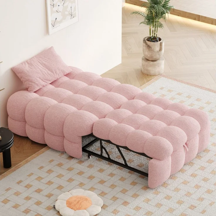 STILVORA Schlafsofa Ausziehbares sofa mit bettfunktion,sofas wohnzimmer,Puffy-Bett,rosa – Bild 2