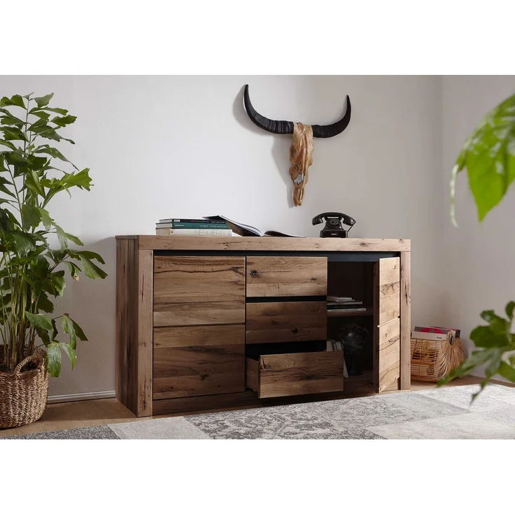 Sideboard Wildeiche / Zerreiche 155x43x80 braun geölt MONTREUX #354 – Bild 4