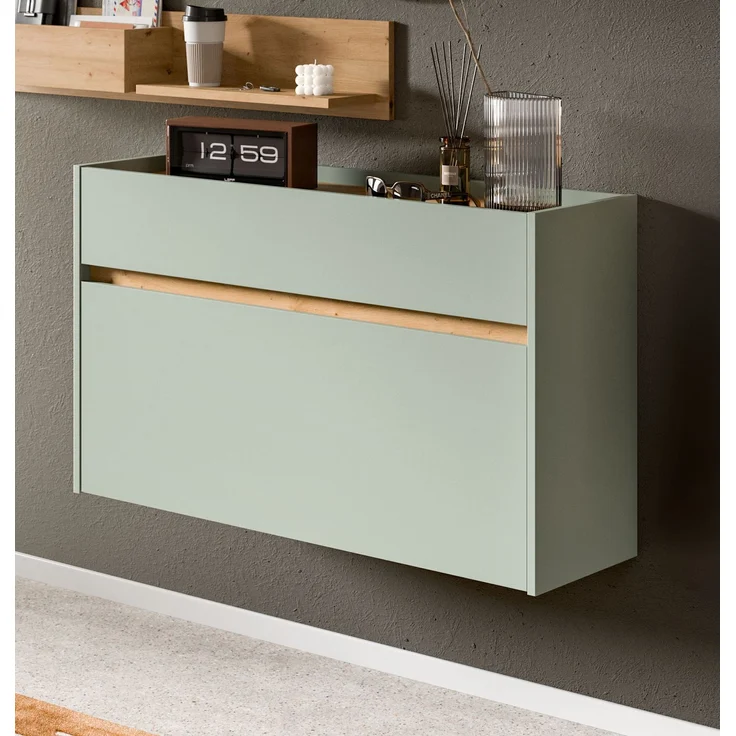 Schuhkommode B/H/T: 61x110x32 cm in Salbei Nachbildung und Artisan Oak Nachbildung – Bild 6